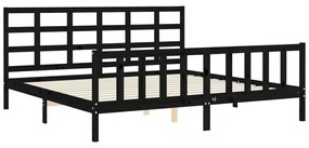 Estrutura de cama com cabeceira 180x200 cm madeira maciça preto