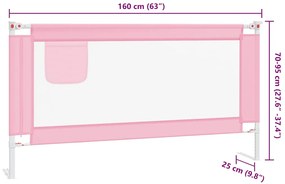 Barra de segurança p/ cama infantil tecido 160x25 cm rosa