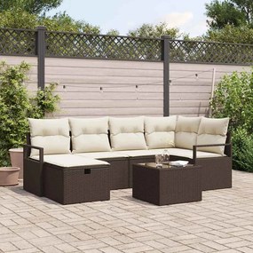Conjunto de Sofás de Jardim vidaXL com Almofadas Rattan Polivalente Castanho
