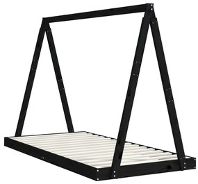 Estrutura de cama infantil 90x190 cm pinho maciço preto