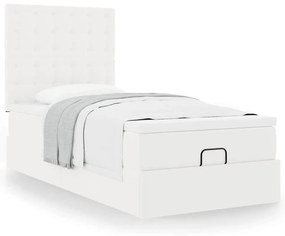 Cama otomana com colchão 80x200 cm couro artificial branco