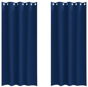 Cortinas com cortinas 2 pcs Azul escuro 260 x 140 cm Poliéster