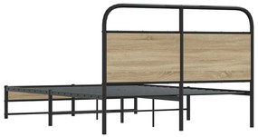 Estrutura de cama 135x190 cm derivados madeira carvalho fumado