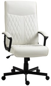 Vinsetto Cadeira de Escritório Giratória 360° com Encosto Alto Altura Ajustável e Função de Inclinação 65x65x102-112,5cm Creme