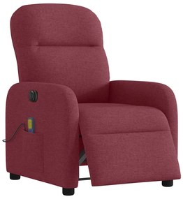 Poltrona reclinável de massagens elétrica tecido vermelho tinto