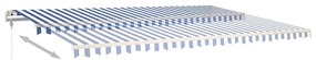 Toldo retrátil manual com luzes LED 5x3,5 m azul e branco
