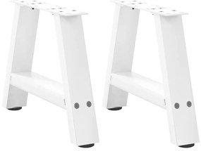vidaXL Pés para mesa de centro em formato A, 2 peças, branco, 30x(30-31) cm, aço