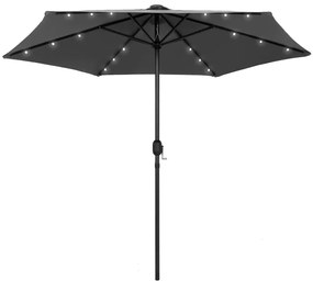 Guarda-sol jardim c/ luzes LED/poste alumínio 270 cm antracite