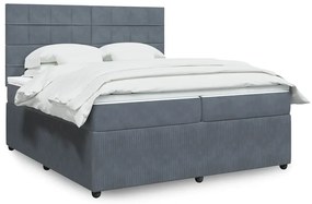 vidaXL Cama com molas/colchão 200x200 cm veludo cinzento-escuro