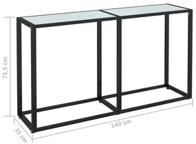 Mesa consola mármore branco 140x35x75,5 cm vidro temperado