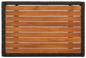 Poltronas de jardim reclináveis 2 pcs com mesa vime PE preto