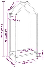 Suporte para lenha 40x25x90 cm aço laminado a frio preto
