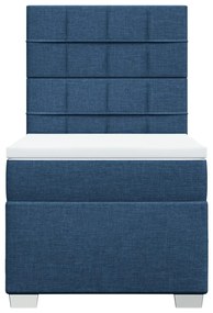 Cama com molas/colchão 100x200 cm tecido azul