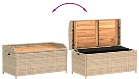 Banco de arrumação 100x50x52 cm vime PE/acácia mistura de beges