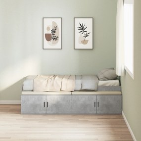 Estrutura de Cama com Armazenamento Cinza Concreto 90x190 cm