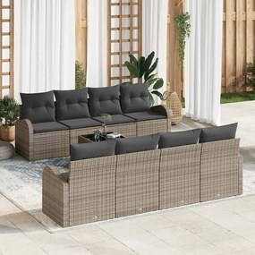 vidaXL Conjunto de Sofá de Jardim de 9 Peças com Almofadas Cinzas de Rattan de Polietileno