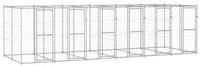 vidaXL Canil de exterior 14,52 m² aço galvanizado
