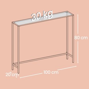 Mesa consola entrada linhas simples 20 x 100 x 80 cm vidro, aço Dourada