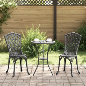 Conjunto de Bistro de Jardim de 3 Peças vidaXL Preto em Alumínio Fundido