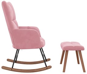 Cadeira de baloiço com banco veludo rosa
