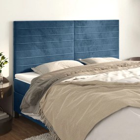 Cabeceira de cama 4 pcs veludo 100x5x78/88 cm azul-escuro