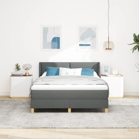 vidaXL Cama Box com Colchão - Cinza Escuro, 140 x 200 cm, Tecido