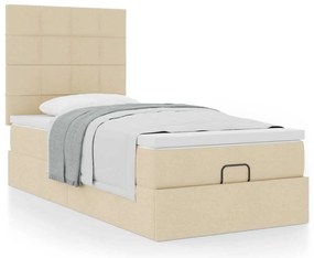 Cama otomana com colchão 100x200 cm tecido creme