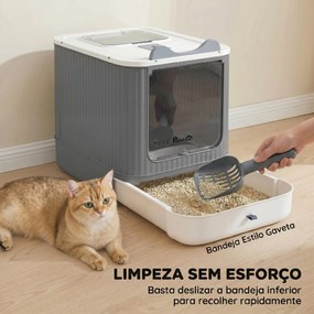 Caixa de Areia Coberta M para Gatos com Tampa, Saída Superior, Pá e Saquetas Desodorizantes, Fácil de Limpar, Branco
