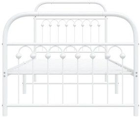 Estrutura de cama com cabeceira e pés 90x200 cm metal branco