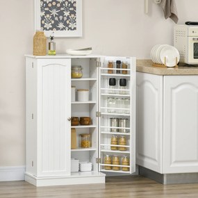 Armário de cozinha para despensa com 2 portas, 5 prateleiras e 12 suportes para especiarias - 60 x 30 x 104 cm - branco