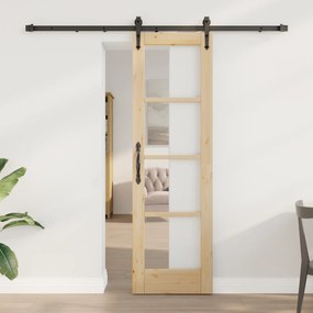 Conjunto de Porta Deslizante vidaXL com Hardware 61x198.5 cm Madeira de Pinho Maciça