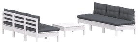 7 pcs conj. lounge de jardim com almofadões antracite pinho
