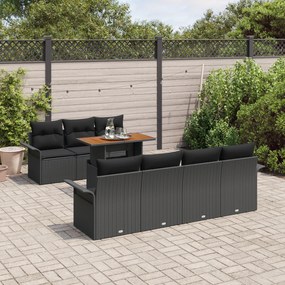 Conjunto de Sofá de Jardim de 8 Peças vidaXL com Almofadas Preto Ratta