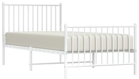 Estrutura de cama com cabeceira e pés 90x200 cm metal branco