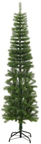 Árvore de Natal artificial fina com suporte PE 210 cm
