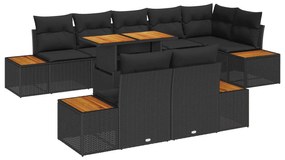 vidaXL Conjunto de Jantar para Jardim Manual 9 pcs Preto e Marrom