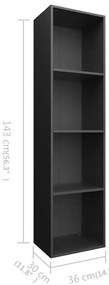 Estante/móvel de TV 36x30x143 cm derivados de madeira preto