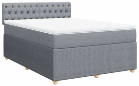 Cama com molas/colchão 140x200 cm tecido cinzento-claro