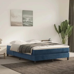 Estrutura de cama sem colchão 140x200 cm veludo azul-escuro