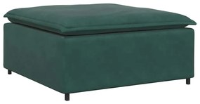 Sofá modular com pufes e almofadas veludo verde-escuro