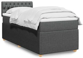 Cama com molas/colchão 100x200 cm tecido cinza-escuro