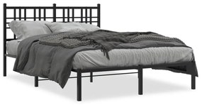 vidaXL Estrutura de cama com cabeceira 140x200 cm metal preto