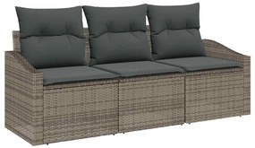 Conjunto de Jantar para Jardim de 3 Peças com Almofadas Cinza em Ratta