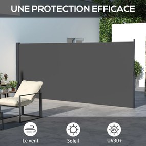 Toldo lateral com proteção contra olhares indiscretos, retrátil, 4 x 1,80 m, em alumínio e poliéster anti-UV de alta densidade (180 g/m²), cinzento es