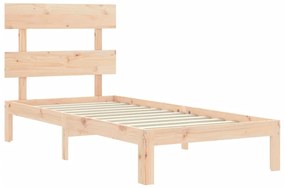 Estrutura de cama com cabeceira 90x200 cm madeira maciça