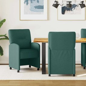 vidaXL Cadeiras de Jantar com Rodas 2 pcs Verde-escuro 57 x 67 x 95 cm