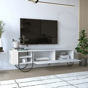 Móvel de TV "Norfolk" – 150x44x36 cm – Branco e Preto - Design Moderno