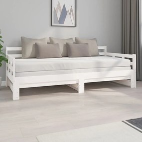 vidaXL Sofá-cama de puxar 2x(90x200) cm pinho maciço branco