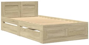 Estrutura cama c/ cabeceira derivados madeira carvalho sonoma