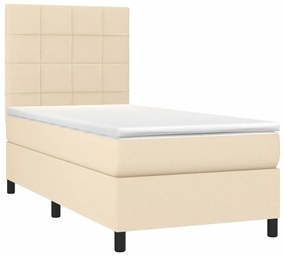 Cama com molas/colchão 90x190 cm tecido cor creme